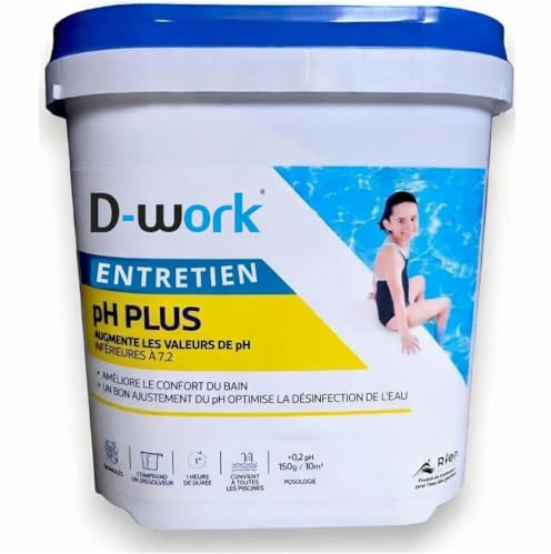 pH Plus pour Piscine en Poudre - Sceau 5 kg - Ajustement Facile du pH de l'eau - D-Work