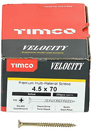 TIMCO Velocity Premium Multi-Use Countersunk Gold Woodscrews - 4.5 x 70 - Box of 200