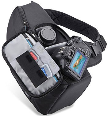 Case Logic CPL107GY Sac bandoulière nylon avec Protège pluie intégré pour Réflex + 2 Objectifs + Accessoires Argent