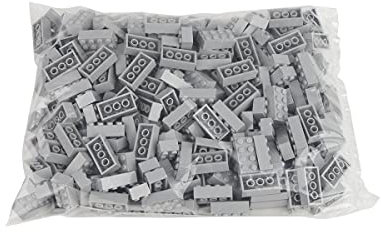 Q-Bricks Bausteine Classic – 500 Stück Basic Steine 2x4 Noppen, Kompatibel mit gängigen Marken, Ideal für Kreative Bauen (Fenstergrau)