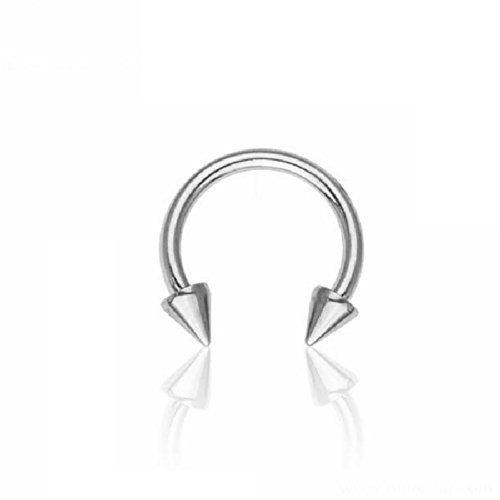 eeddoo Piercing Hufeisen mit Stacheln Silber Edelstahl Stärke: 1,2 mm Durchmesser: 9 mm 3 mm