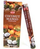 Hem Lot de 6 paquets de bâtonnets d'encens (120 bâtonnets) - Inclut un porte-encens - Noix de coco et mangue -