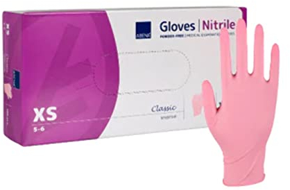 100 Nitril Einmalhandschuhe Puderfrei Größen XS-XL Pink Größe XS (5-6)