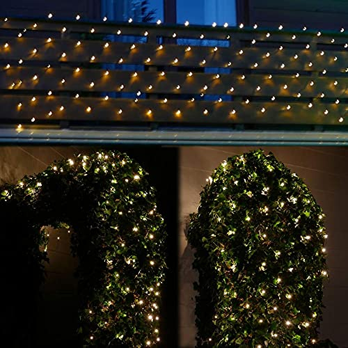 Gartenpirat LED-Lichternetz 4x1 m 160 LED warmweiß mit Timer-Funktion Lichterkette Netz Beleuchtung außen innen