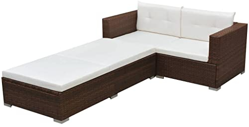 vidaXL Gartensofa 3-TLG. Poly Rattan Gartenmöbel Gartengarnitur Lounge Sofa