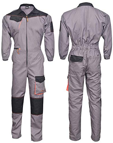 NORMAN Grigio/Nero Da Lavoro Abbigliamento Da Lavoro Tuta Caldaia Tuta Meccanica Boilersuit, Grigio/nero, XL