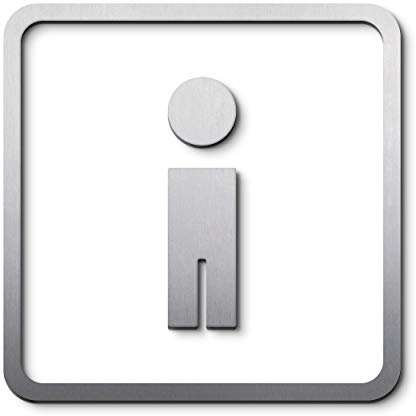 Türsymbol/Piktogramm WC Herren, mit Rahmen, 17,5 x 17,5 cm, Edelstahl gebürstet, selbstklebend, 3 Design-Auszeichnungen, Toilettenschild Symbol, Türschild - PHOS Design