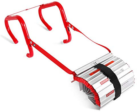 Emergency Escape Ladder Fire Ladder 3 Story Portable Safety Ladder with Anti-Slip Rungs, 25 Ft