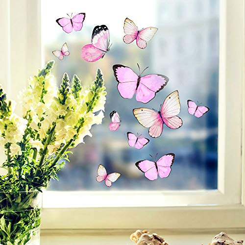 Fensterbilder Fensterbild Schmetterlinge rosa wiederverwendbar Frühling Frühlingsdeko Fensterdeko bf55 - ausgewählte Farbe: *bunt* ausgewählte Größe: *2. Schmetterlinge rosa*
