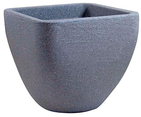 Lot de 3 pots de fleurs carrés - Base ronde - 33,5 x 33,5 x 33 cm - Granit