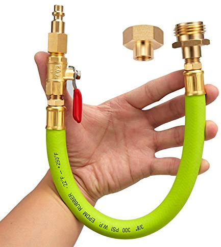 Minimprover Lead Free Brass 12 Winterize Sprinkler System RV Motorhome Boat Camper and Travel Trailer: Air Compressor Quick-Connect Plug To 3/4 Garden Hose Faucet Blow Out Adapter Fitting with Valve