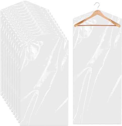 DEWIN Disposable Plastic Clothes Covers, 50Pack Through Hanging Dust Proof Garment Bag Dry Cleaning Garment Covers for Suit Evening Dress Coat Shirt 60 x 120 cm(Transparente)