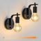 Lightess 2er Vintage Wandlampe mit Schalter Wandleuchte Innen Dimmbar Schwarz Retro Wandbeleuchtung treppenhaus beleuchtung E27 Lampe für Schlafzimmer,Küche,Café (ohne Glühbirne)