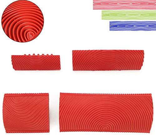 gotyou 4 Pieza Herramientas de grano de madera, Molde de veta de goma, juego de herramientas para la casa de madera granulada, Madera del grano Brush herramientas de pintura pared de la decoración DIY