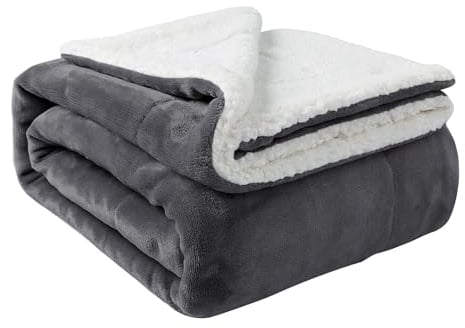 Aspire Homeware Sherpa Fleece Blanket Throws for Sofas Large - Soft Fluffy Thick Grey Throw Blanket for Bed King Size Reversible Microfiber Sofa Throw (200 x 240 cm)