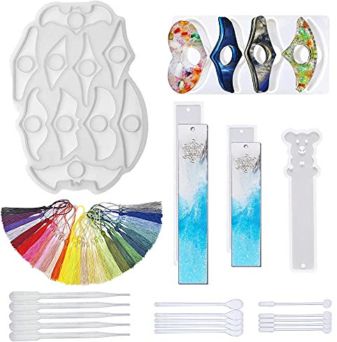 Woohome 51 Stück Resin Silikonformn Lesezeichen Resin Form Buchseiten Halter Silikonforme, 18 Anders Handgemacht Zubehör Lesen für Leser Buchliebhaber