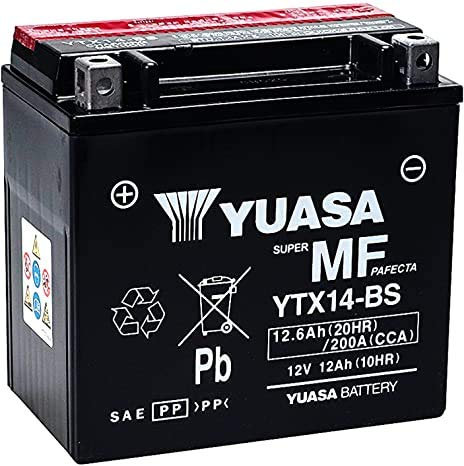 YUASA YTX14 YTX14-BS BATTERIA PRECARICATA PRONTA ALL'USO APRILIA DORSODURO SHIVER CAPO NORD