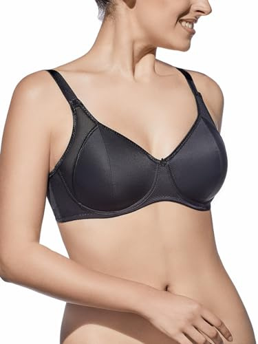 Selente My Secret Women's Soft Bra Large Sizes (D-Cup to K-Cup) Made in EU with Exclusive Laundry Net, Black (black lace), 38E