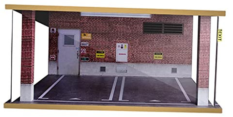Sharplace 1:18 Diorama Parking Double Garage avec 120 LED Lumière - Mur de briques rouges