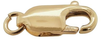 14,5 mm 14 Karat massives Gelbgold ovaler Karabinerverschluss mit Ring, hergestellt in Italien von CRAFT WIRE