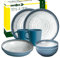Brunner- Outdoor in Motion Camping-Geschirr-Set Melamin | 8-Teilig - Teller, Schüsseln & Becher für 1-2 Personen Tête â Tuscany Steingut, Bruchfest Anti-Slip