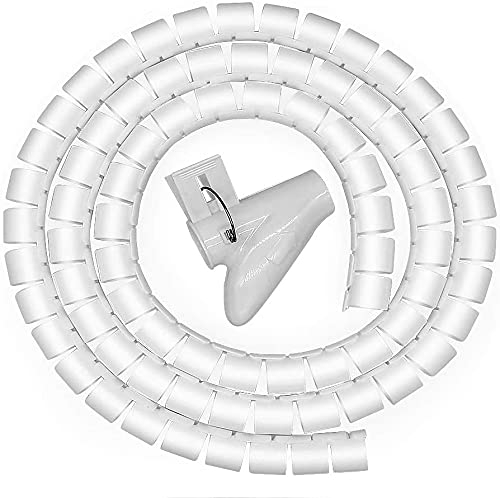 10ft White Cable Tidy Sleeve - 3m Wire Loom Tubing Cable, Prevent Pets Chewing Wires, Heat Resistant and Flame Retardent, Cover Protector, Organiser for PC TV Computer Printer Cables