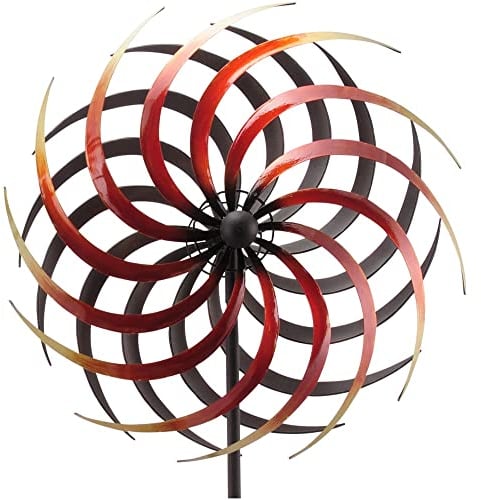 matches21 Windrad Windmühle Windspiel Blüte Gartendeko Metall geschraubt gegenläufig bunt rot gelb 1 STK 36x20x180 cm