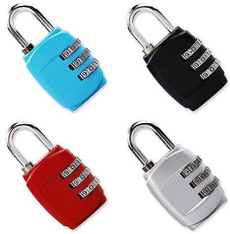 4 Pieces Luggage Locks Combination Padlocks 3 Digit Combination Padlock Codes with Alloy Body for Gym Lockers Travel Bag Suit Case Fence gate Shed Garage Bike Locks (4 pcs)