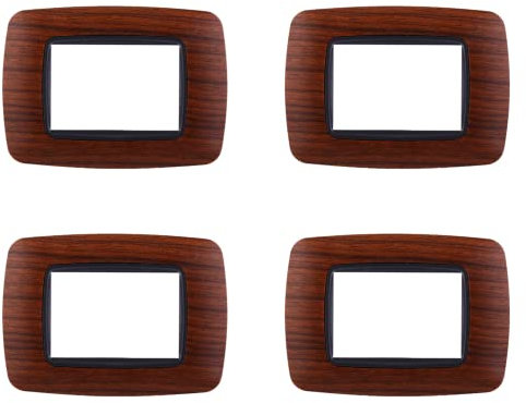 4 Pezzi Placche Compatibile Con Bticino Living, Placche Plastica Bombata (3 Posti/Moduli,Radica)