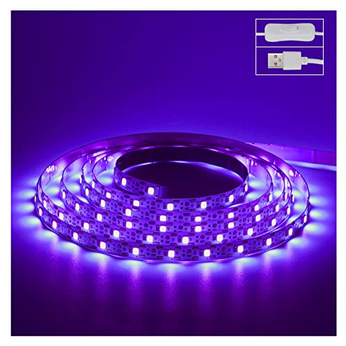 UV Black Light LED Strips, 6.6ft/2M UV Light, 120 Lamp Beads, USB Cable 1.5m LED Black Light Strip, DC5V 10W Flexible Blacklight strip lights, UV Light Strip for Indoor, TV Decor, Party, Halloween