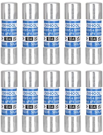 PV Sicherung 10a DC 1000V 10x38 20kA Sicherungen Hochspannung Sicherungsrohr Flinke Feinsicherung für Solar Photovoltaik Anwendungen photovoltaik (10 Pack)