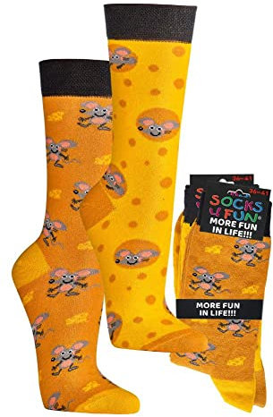 Damen Jungen Herren Spaßsocken (2 Paar) 36-41 Maus