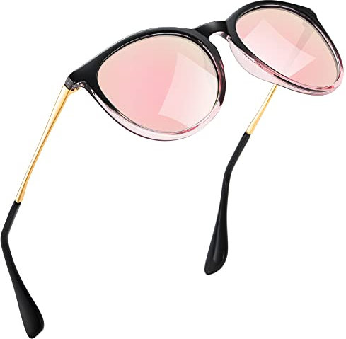 kunchu Sonnenbrille-Damen-Polarisierte-Sonnenbrille-Rund-UV400-im-Retro-Sonnenbrille-für-Damen & Herren Schutz Vintage