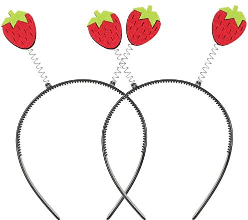 jojofuny 2 Stück Erdbeeren Haarschmuck Kinder: Früchte Erdbeeren Stirnband für Osterparty Geburtstag Party - Lustiges Kopfschmuck für Kinder im Alter von 4-12 Jahren