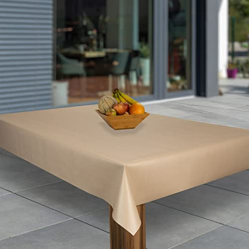 laro Wachstuch-Tischdecke Abwaschbar Wachstischdecke PVC Plastik-Tischdecken Eckig Meterware Abwischbar, Muster:Geprägt Beige, Größe:100x140