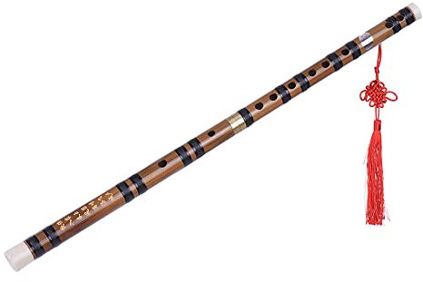 HUIOP flûte de Bambou, Pluggable Handmade Bitter Flute/Dizi Traditionnelle Chinoise Musicale d'instruments à Vent en mi-clés pour Débutant Niveau d'étude,flûte traversière Chinoise en Bambou,flûte de