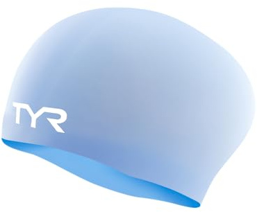 TYR Wrinkle Free Solid Silcone Long Hair Adult Fit Swim Cap, Periwinkle