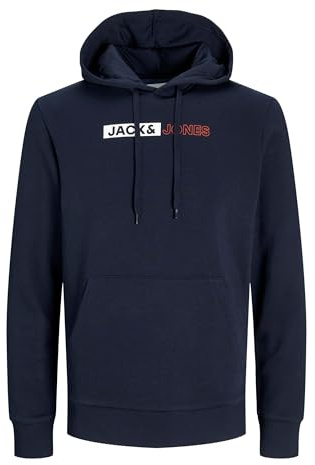 JACK & JONES Hoodie Herren Regular Fit JJEADRIAN Plus Size Kapuzenpullover | Pullover Sweater Print Schwarz Grau Grün Braun Beige Blau S M L XL XXL 3XL 4XL 5XL 6XL 7XL 8XL