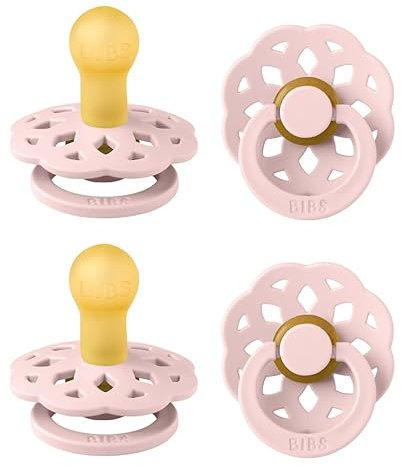 BIBS Boheme Schnuller 4er-Pack. BPA-frei, Kirschform Nippel. Naturkautschuk/Latex, Hergestellt in Dänemark, Größe 1 (0-6 Monate), Blossom