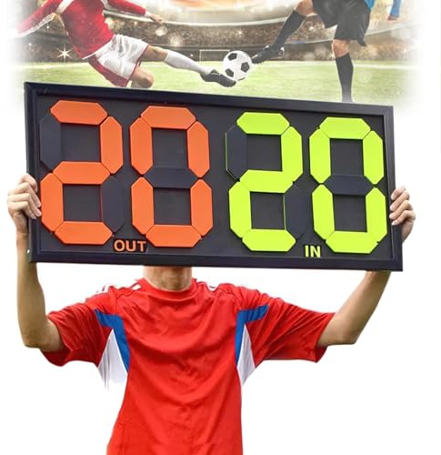 MTTXY Fußball-Fußball-Auswechseltafel, Fußballspieler-Wechseltafel, Doppelseitige 4-stellige Anzeige für Spielerwechsel und Zusätzliche Zeitanzeige in Jeder Mannschaftssportart