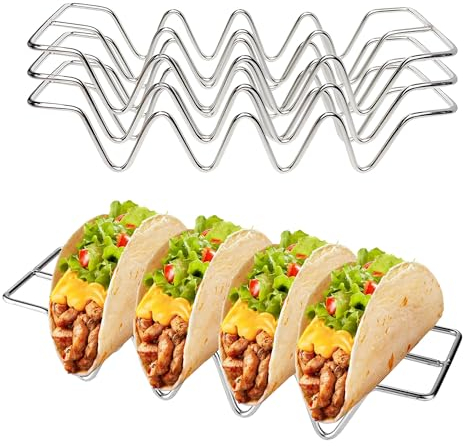 ZPSNDP 3 Piezas Soporte para Taco, 26 * 7.5 CM Soportes para Tacos, Forma de W Soportes para Comida Mexicana, Acero Inoxidable Soportes para Tortilla, Apto para Cocina y Exterior. (1)