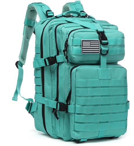 GUJOIN 50L Strapazierfähiger Nylon Wasserdichter Angeln Jagdrucksack Outdoor Militär Rucksäcke Taktische Sport Camping Wandertaschen (Cyan)