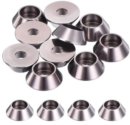 sourcing map M3 Kegel-Unterlegscheiben, eloxierte Aluminium-Dichtungen, Cup-Kopf-Unterlegscheibe für Schrauben RC/FPV/PC/Drohne/mechanisches Zubehör, Modellteile, 10 Stück (Titangrau)