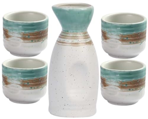 CIYODO Japanisches Sake Set Aus Keramik Elegantes Haushalt Sake-Flaschen Becherset Multifunktional Handgefertigt Als Tischdekoration Und Geschenk Geeignet