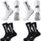 4 Paare Fußballsocken für Anti Rutsch Grip Fußball Socken für Herren Damen Sportsocken Fußball Absorbiert Schweiß 39-46 Atmungsaktiv Laufsocken Kompression Elastische Socken（weiß+schwarz）
