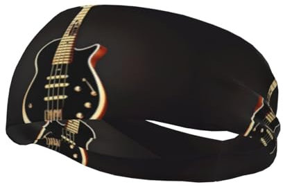 Schweißband für Gitarre, Damen, Herren, für Yoga, Laufen, Feuchtigkeit, elastisch, schweißableitend, Schwarz