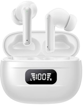 YELKUTT Cuffie Bluetooth, Auricolari Bluetooth 5.3 Cuffie Wireless in Ear con 6 ENC Mic Stereo, Cuffie Senza Fili Cancellazione Rumore Cuffiette Bluetooth IPX8 Impermeabili Earbud 50H LED Display