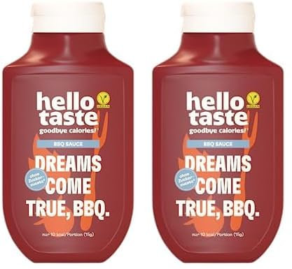 hellotaste BBQ Sauce 300ml - kalorienreduziert, ohne Zuckerzusatz & voller Geschmack | Für Gerichte, zum Grillen uvm. | Vegan, aspartamfrei, glutenfrei, sojafrei | 1 x 300ml (Packung mit 2)