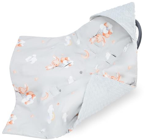 Einschlagdecke Babyschale Baby Decke 90x90 cm - Fußsack Blanket für Kinderwagen und Autositz Ganzjahres für Neugeborenen und Kleinkinder Einschlagsdecken für 3 und 5 Punkt Gurt Minky Oeko-Tex