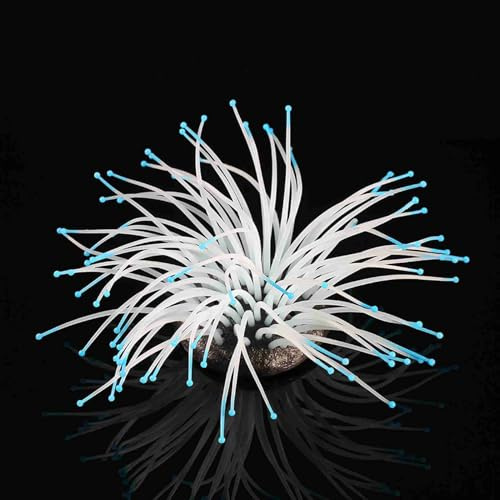 Doact Anemone, Simulation von Leuchtenden Anemonen-Aquarien, Silikon-Aquarien, Korallen-Aquarium-Landschaftsbau-Dekorationen, Gefälschte Anemonen-Aquarium-Landschaftszubehör (Blue)